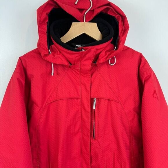 Avalanche Women's Large Red Long Hooded Nylon Ski Snow Patrol Overcoat Jacket - Picture 4 of 14